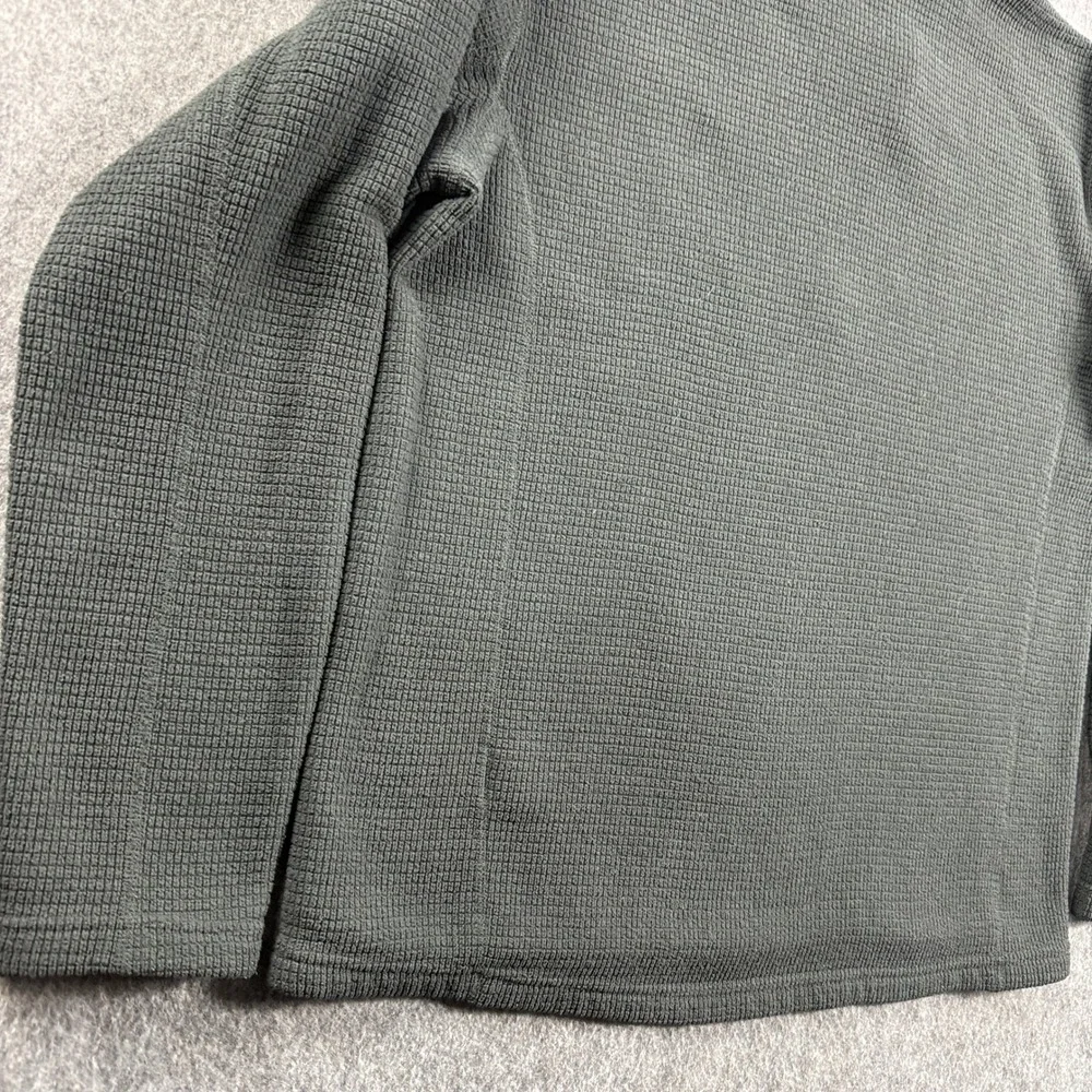 The North Face Mens L Grey Waffle Knit Quarter Zip Fleece Pullover Defect
